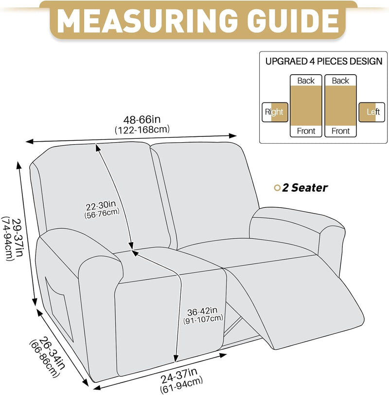 Recliner Loveseat Covers 4 Pieces Geometrical Jacquard