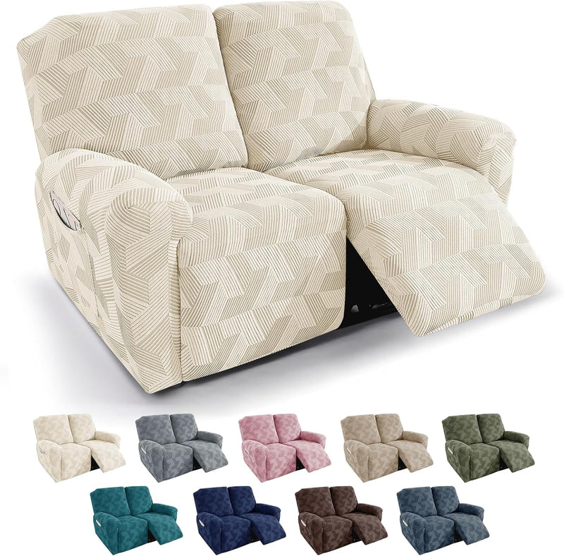 Recliner Loveseat Covers 4 Pieces Geometrical Jacquard