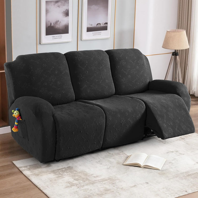 Recliner Sofa Covers 8-Pieces Couch Cover Stretch Embossed