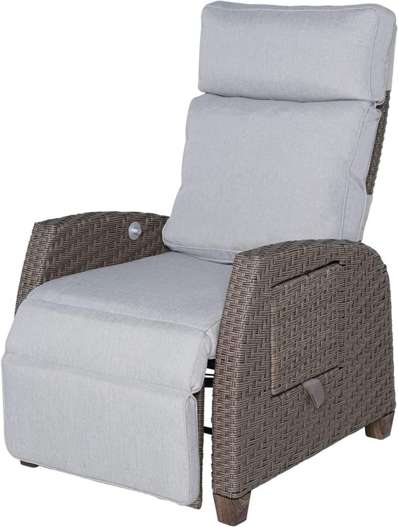 Recliner Sunlounger Wicker Adjustable Position Backrest Armchair