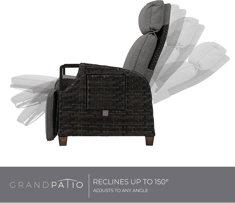 Recliner Sunlounger Wicker Adjustable Position Backrest Armchair
