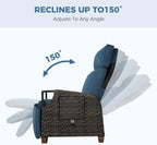 Recliner Sunlounger Wicker Adjustable Position Backrest Armchair