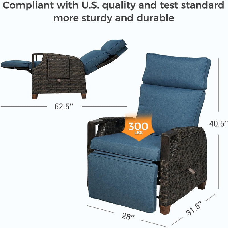 Recliner Sunlounger Wicker Adjustable Position Backrest Armchair