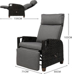 Recliner Sunlounger Wicker Adjustable Position Backrest Armchair