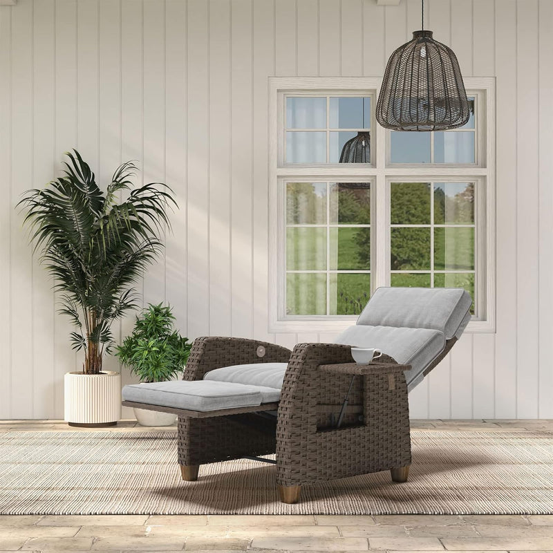 Recliner Sunlounger Wicker Adjustable Position Backrest Armchair