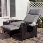 Recliner Sunlounger Wicker Adjustable Position Backrest Armchair