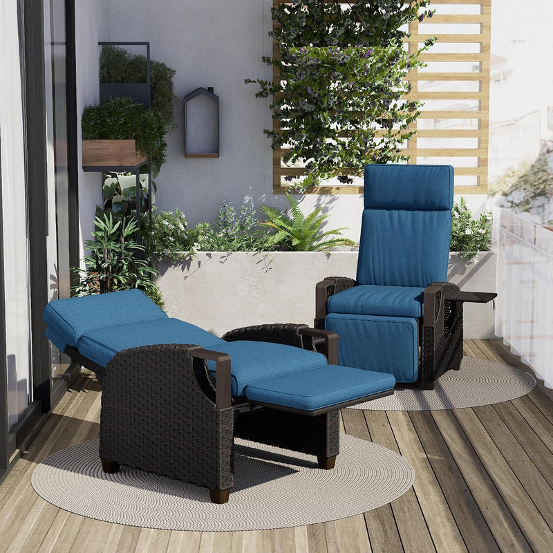Recliner Sunlounger Wicker Adjustable Position Backrest Armchair