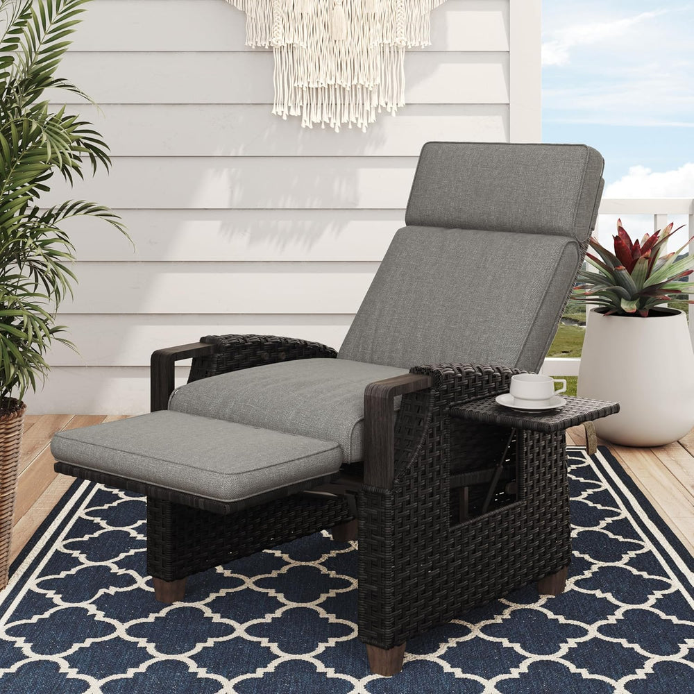 Recliner Sunlounger Wicker Adjustable Position Backrest Armchair