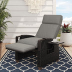 Recliner Sunlounger Wicker Adjustable Position Backrest Armchair
