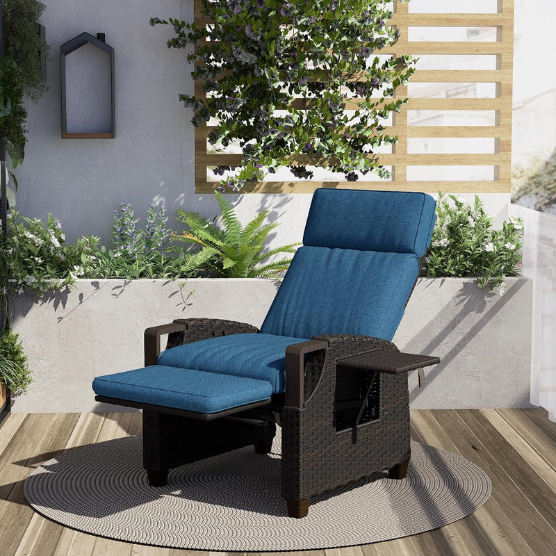 Recliner Sunlounger Wicker Adjustable Position Backrest Armchair
