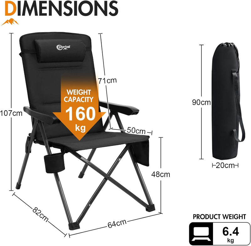 Reclining Camping Chairs for Adults (Set of 2)