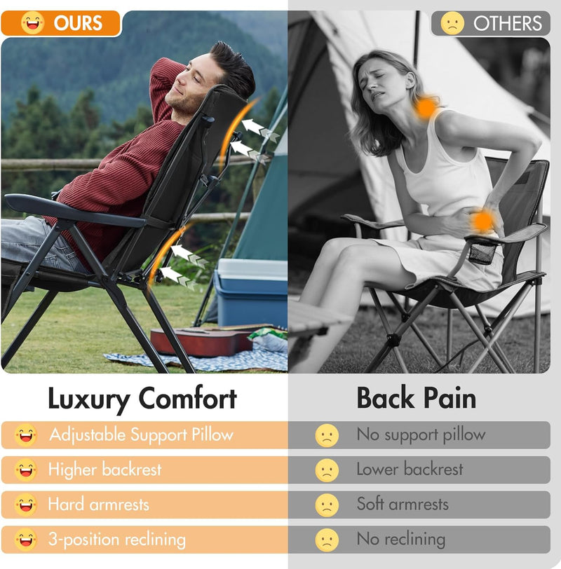 Reclining Camping Chairs for Adults (Set of 2)