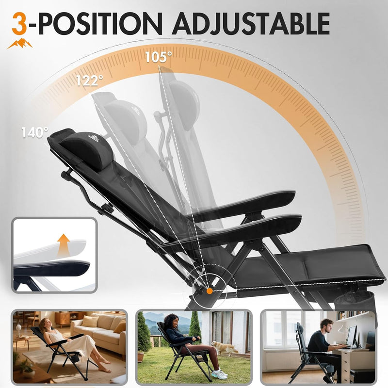 Reclining Camping Chairs for Adults (Set of 2)