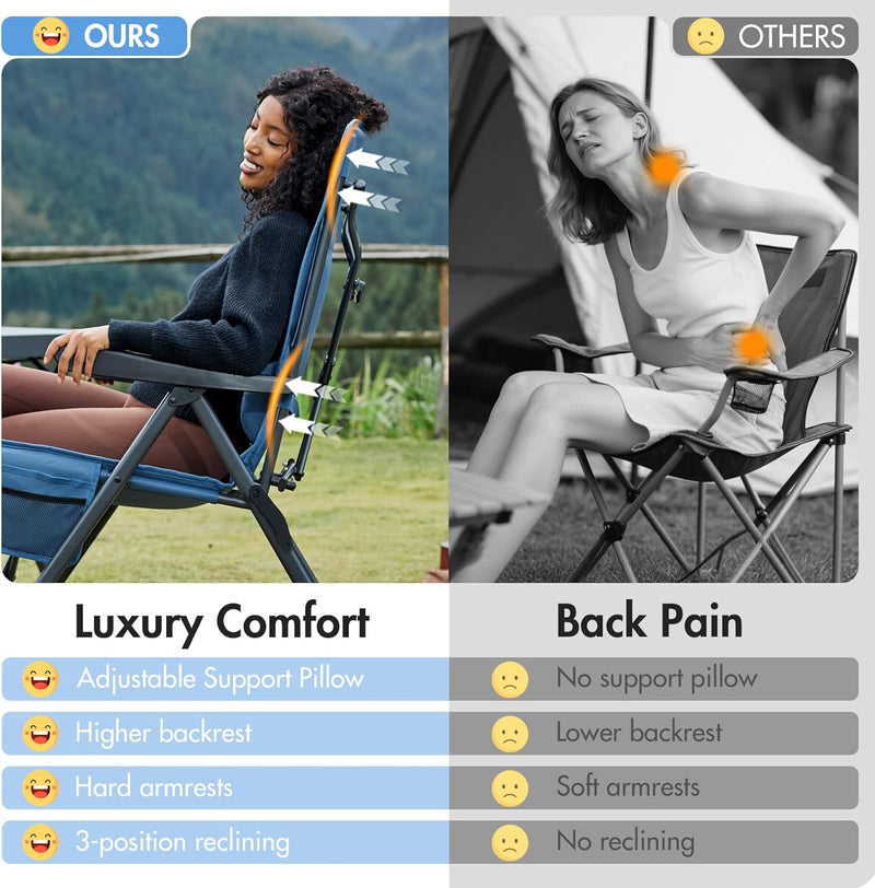 Reclining Camping Chairs for Adults (Set of 2)
