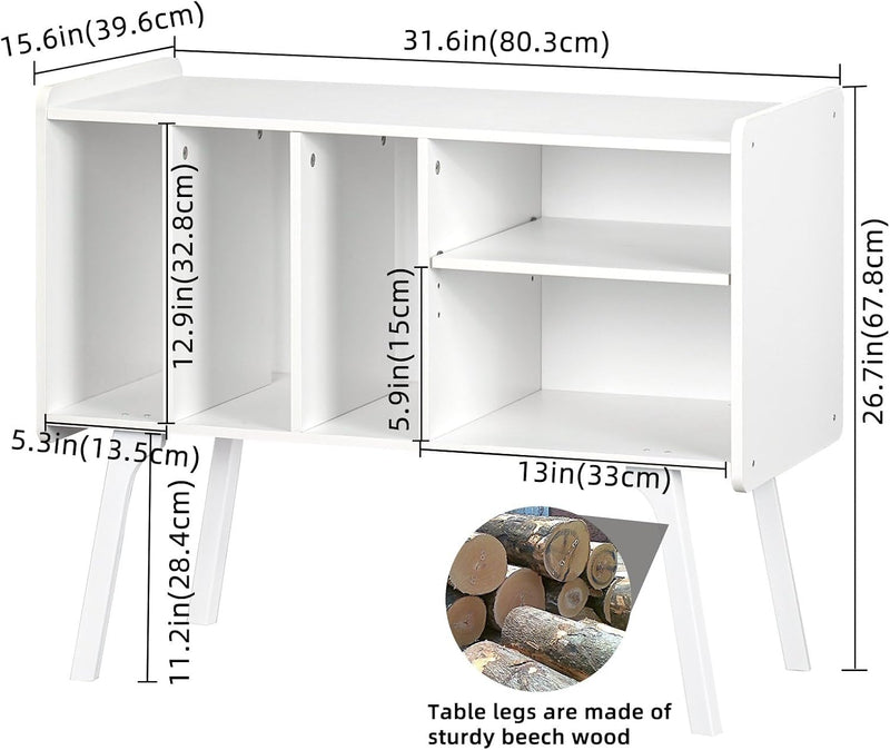 Record Player Stand 4 Compartments Holds