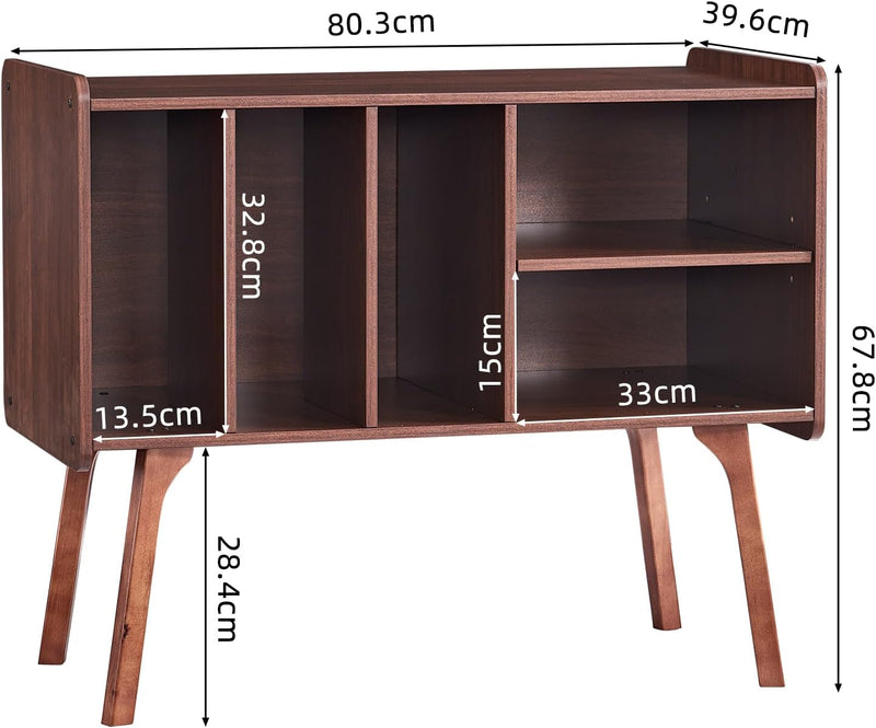 Record Player Stand 4 Compartments Holds