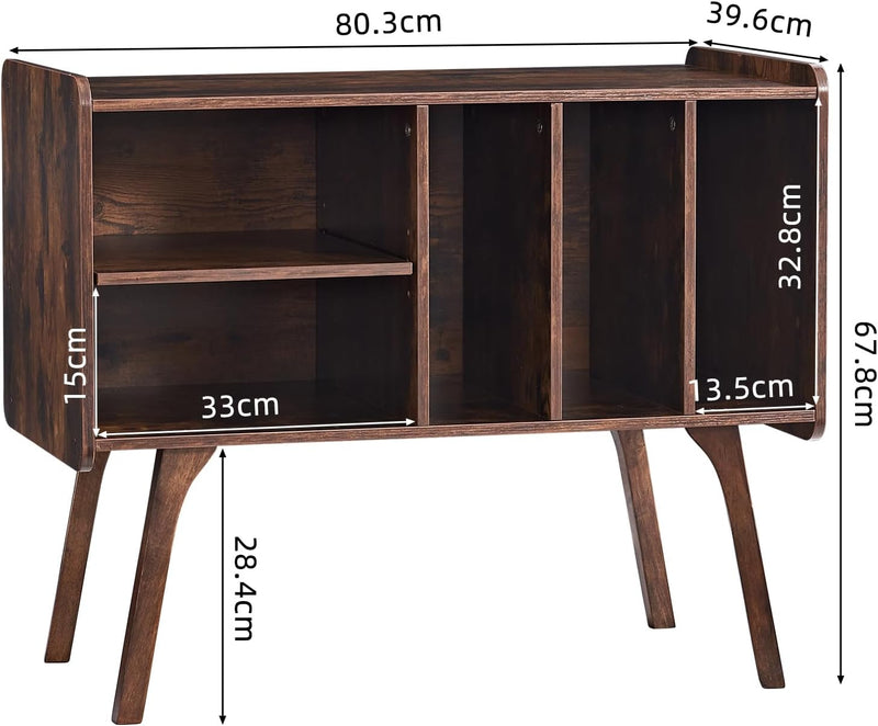 Record Player Stand 4 Compartments Holds