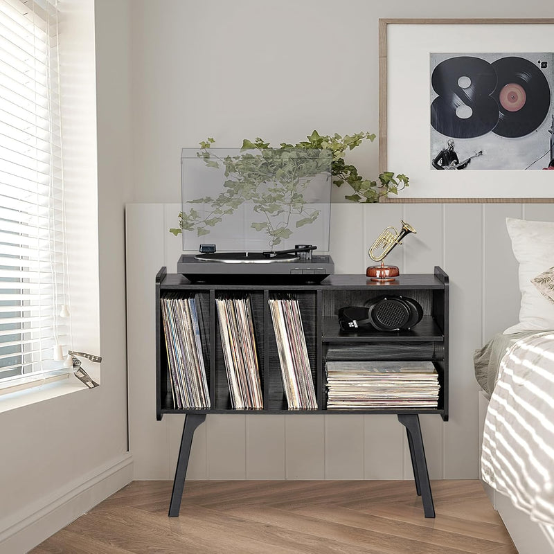 Record Player Stand 4 Compartments Holds