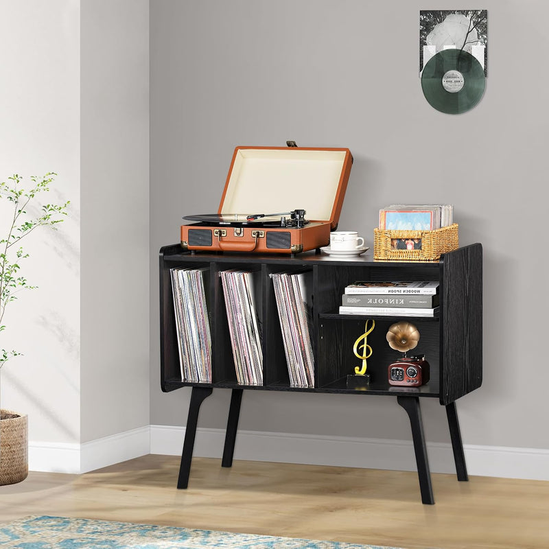 Record Player Stand 4 Compartments Holds