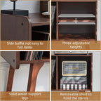 Record Player Stand 4 Compartments Holds