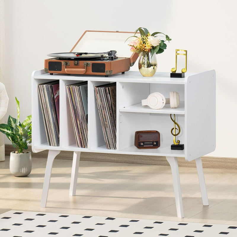 Record Player Stand 4 Compartments Holds