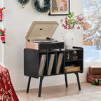 Record Player Stand 4 Compartments Holds