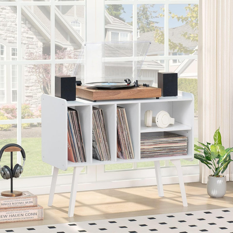 Record Player Stand 4 Compartments Holds