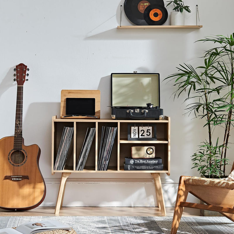 Record Player Stand 4 Compartments Holds