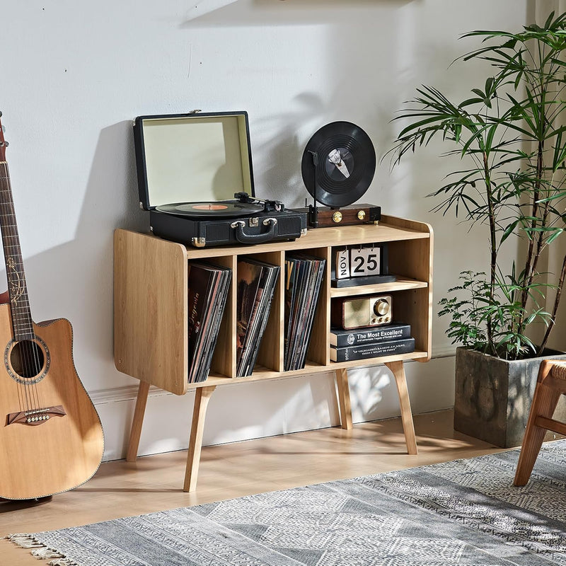 Record Player Stand 4 Compartments Holds