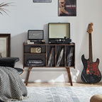 Record Player Stand 4 Compartments Holds
