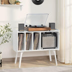 Record Player Stand 4 Compartments Holds