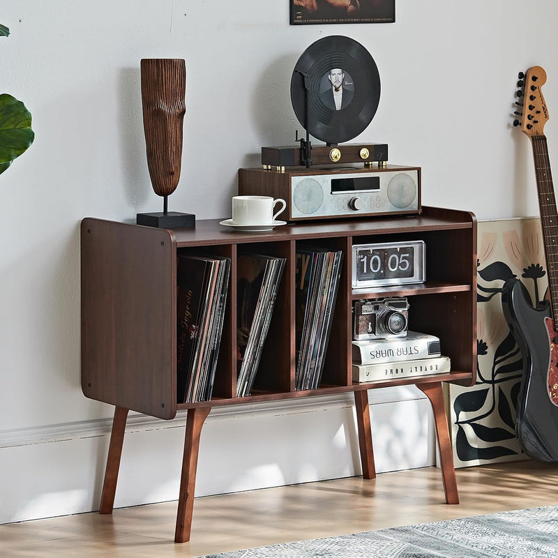 Record Player Stand 4 Compartments Holds