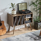Record Player Stand 4 Compartments Holds