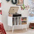 Record Player Stand 4 Compartments Holds