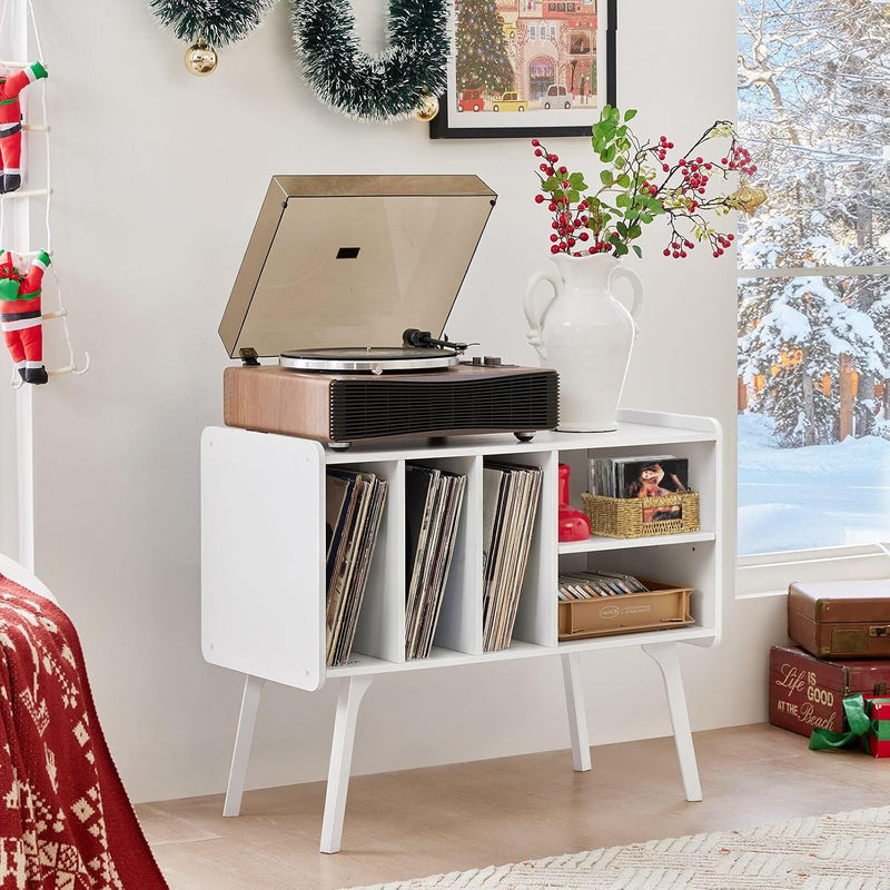 Record Player Stand 4 Compartments Holds