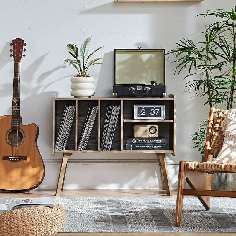 Record Player Stand 4 Compartments Holds