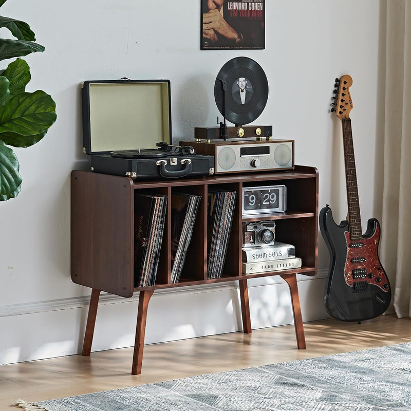 Record Player Stand 4 Compartments Holds