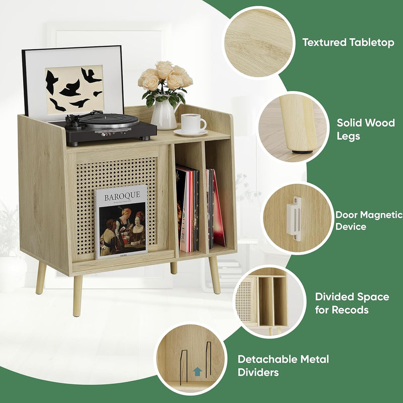 Record Player Stand Vinyl Storage Cabinet