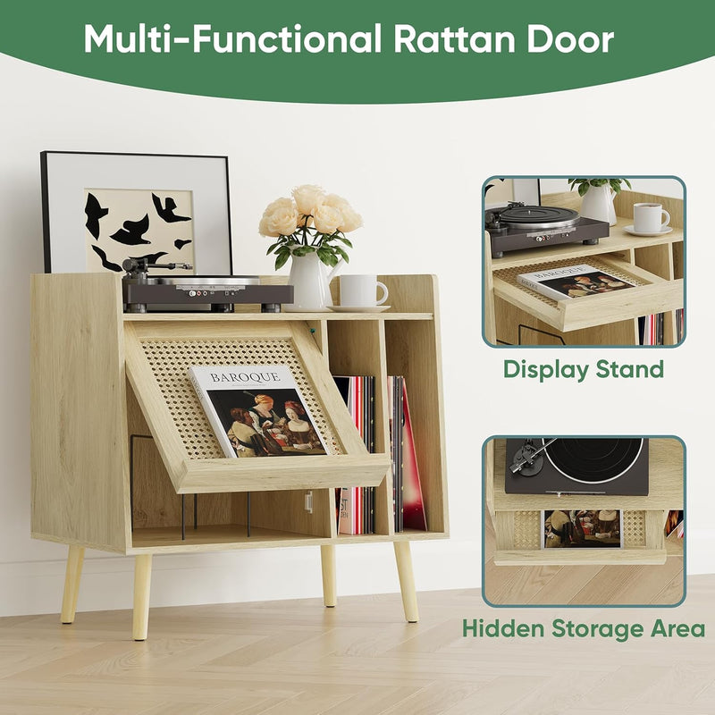 Record Player Stand Vinyl Storage Cabinet