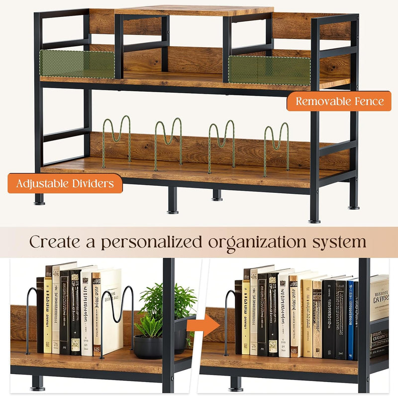 Record Player Stand Vinyl Storage with 4 Dividers