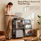 Record Player Stand with 3-Tier Vinyl Storage