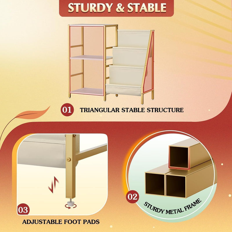 Record Player Stand with 3-Tier Vinyl Storage