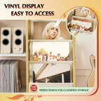 Record Player Stand with 3-Tier Vinyl Storage