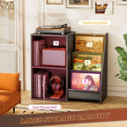 Record Player Stand with 3-Tier Vinyl Storage