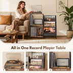 Record Player Stand with 3-Tier Vinyl Storage