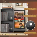 Record Player Stand with 3-Tier Vinyl Storage