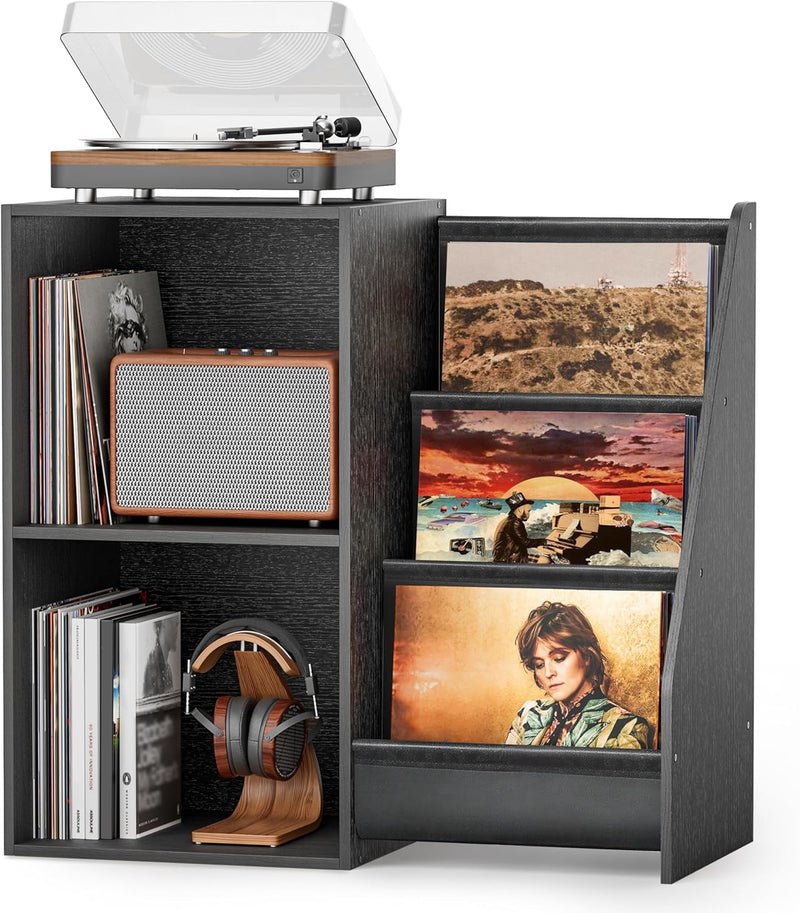 Record Player Stand with 3-Tier Vinyl Storage