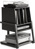 Record Player Stand with 4-Tier Wooden Shelves
