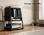 Record Player Stand with 4-Tier Wooden Shelves