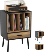 Record Player Stand with Nesting Vinyl Storage Crate